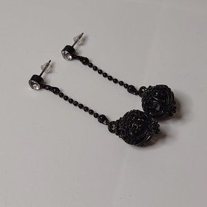 Long Black Dangle Earrings